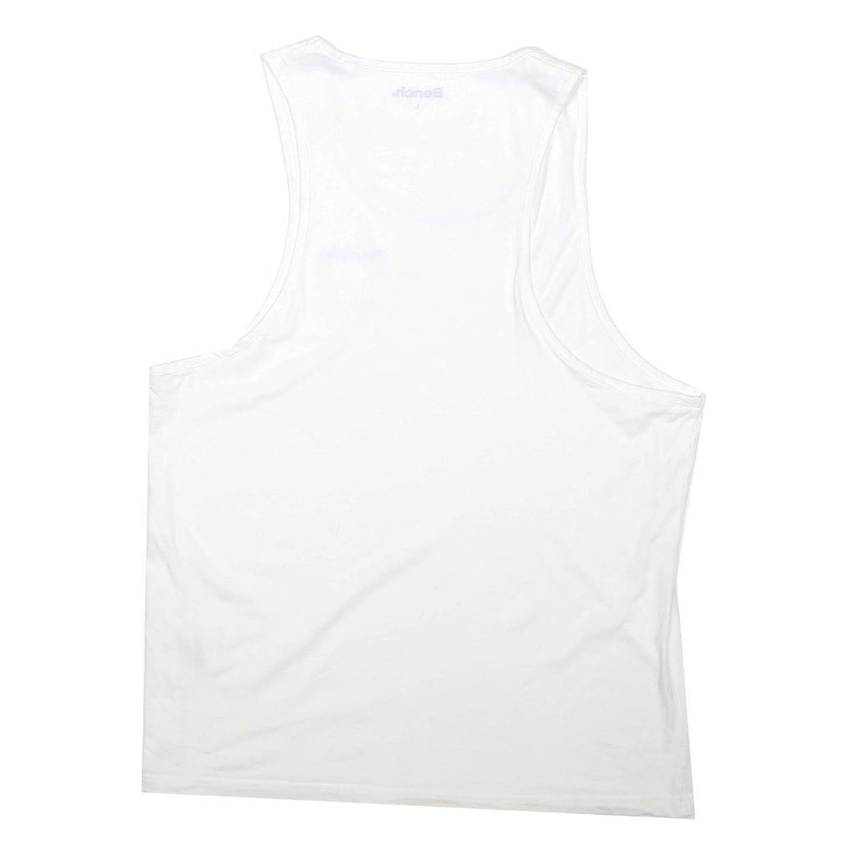 BENCH Mens White Vest L Cotton Sleeveless Crew Neck Simple Logo Casual