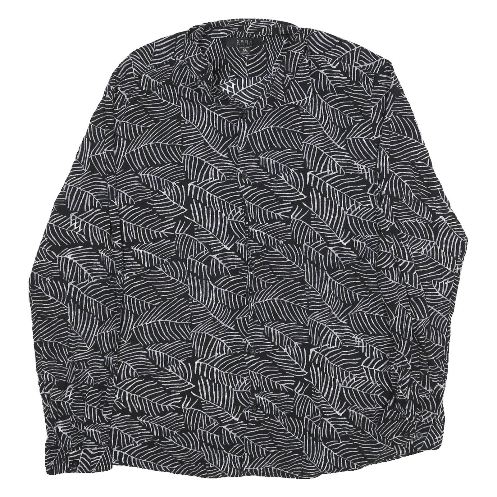 SMOG Mens Black & White Pattern Shirt XL Long Sleeve Polyester Blend