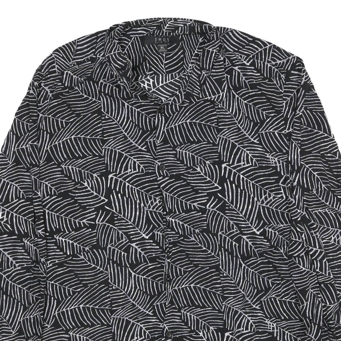 SMOG Mens Black & White Pattern Shirt XL Long Sleeve Polyester Blend
