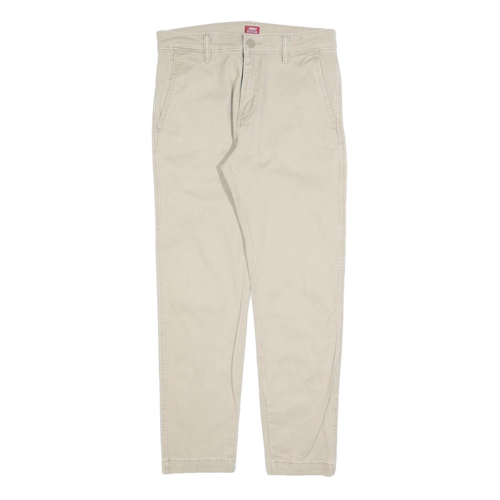 LEVI'S Mens Cotton Blend Slim Beige Trousers W29 L27 Casual Zip Closure