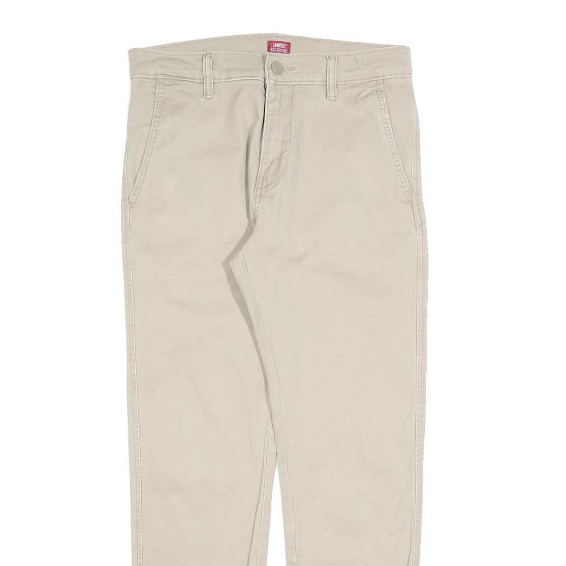 LEVI'S Mens Cotton Blend Slim Beige Trousers W29 L27 Casual Zip Closure