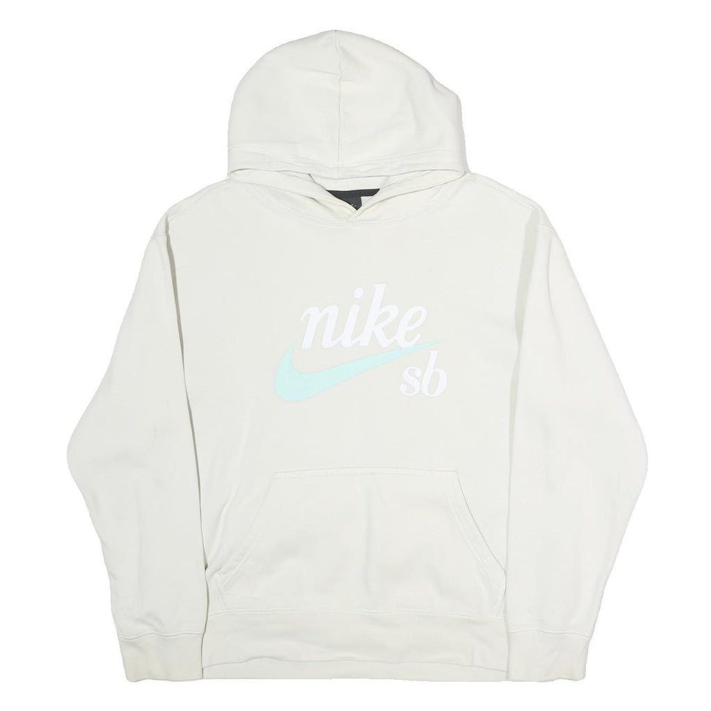 NIKE SB Mens White Pullover Hoodie L Cotton Casual Comfort