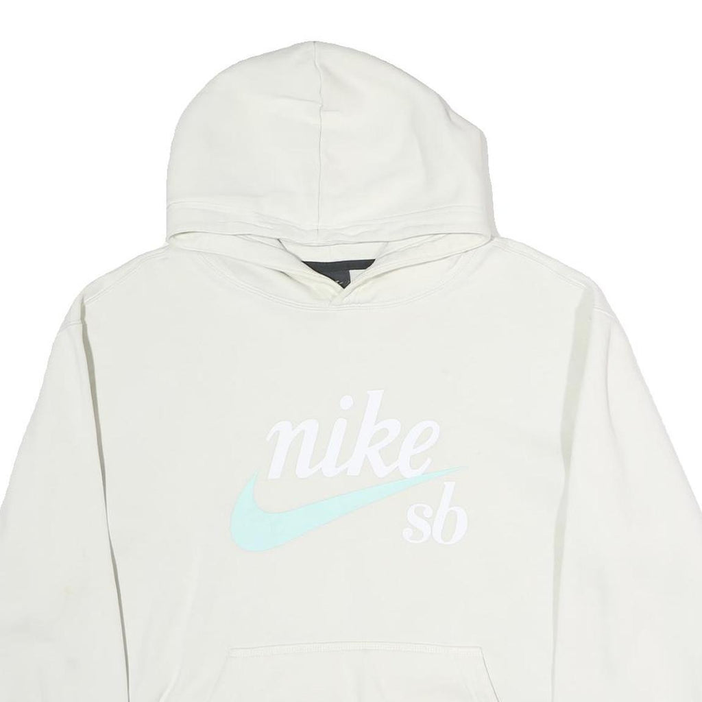 NIKE SB Mens White Pullover Hoodie L Cotton Casual Comfort
