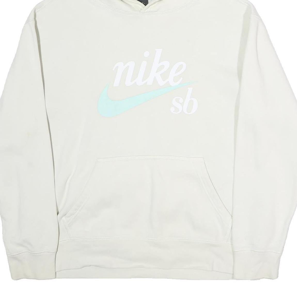 NIKE SB Mens White Pullover Hoodie L Cotton Casual Comfort