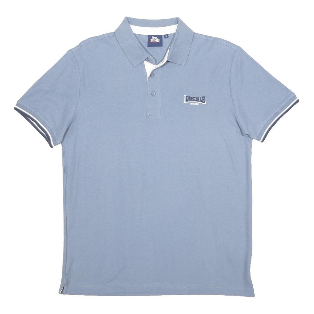 LONSDALE Mens Blue Polo Shirt Cotton Short Sleeve M Logo Embroidered Basic