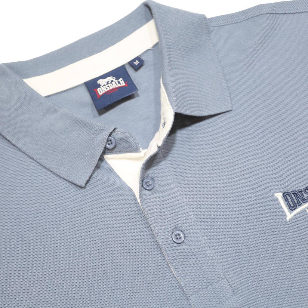 LONSDALE Mens Blue Polo Shirt Cotton Short Sleeve M Logo Embroidered Basic