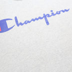 CHAMPION Mens Grey Light & Blue Logo Graphic T-Shirt L Short Sleeve Crew Neck