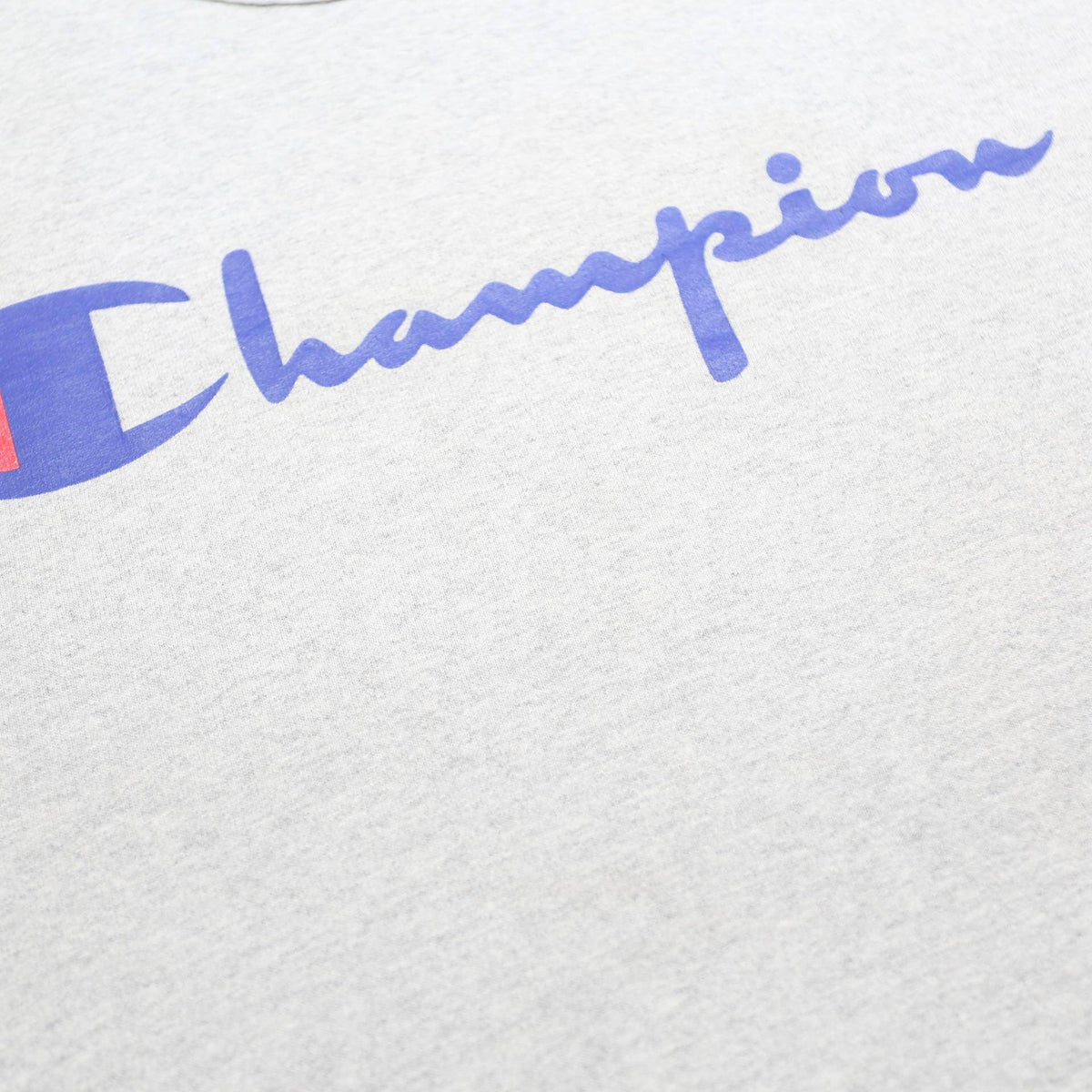 CHAMPION Mens Grey Light & Blue Logo Graphic T-Shirt L Short Sleeve Crew Neck