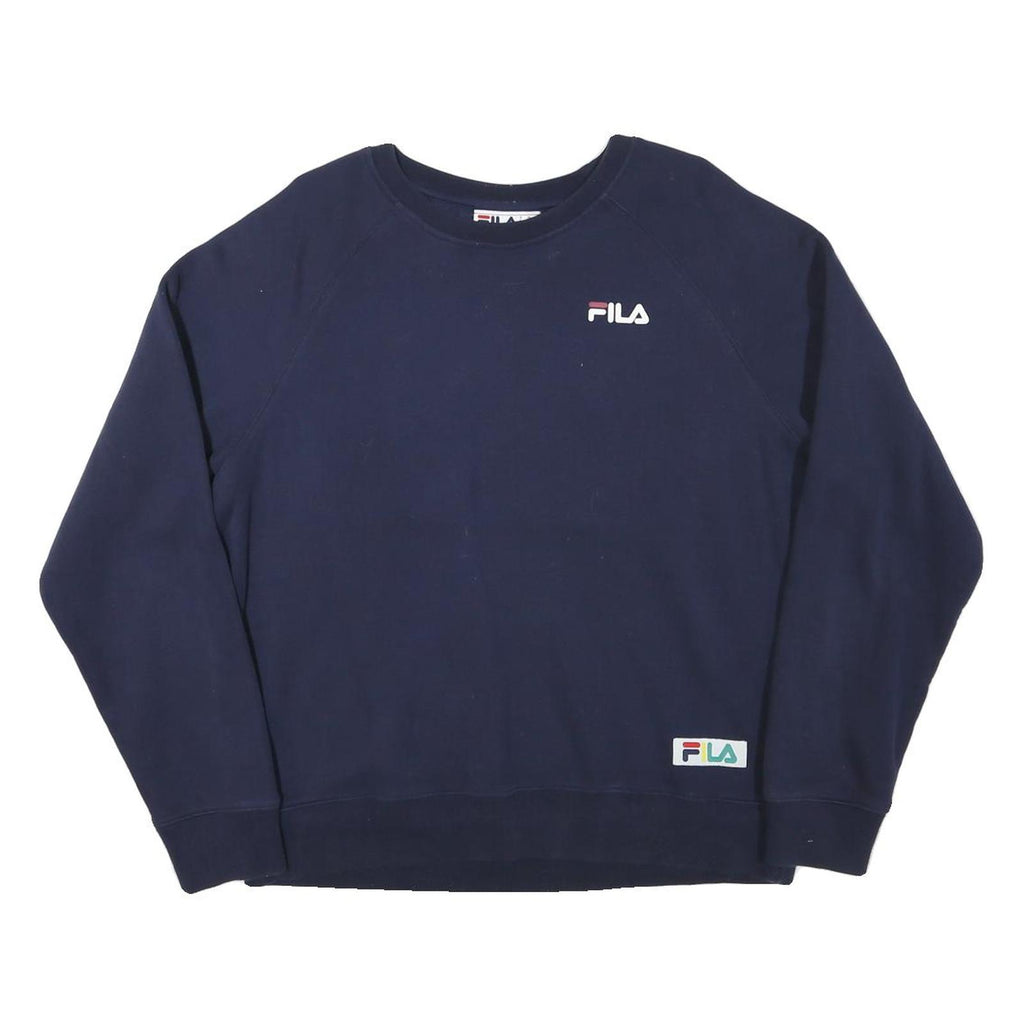 FILA Mens Navy Blue Sweatshirt Crew Neck L Cotton Blend Pullover Casual