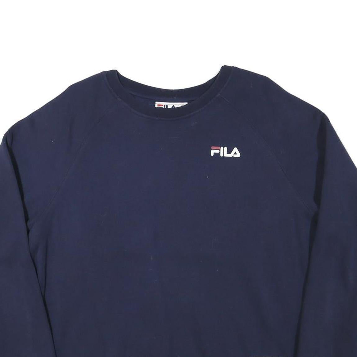FILA Mens Navy Blue Sweatshirt Crew Neck L Cotton Blend Pullover Casual