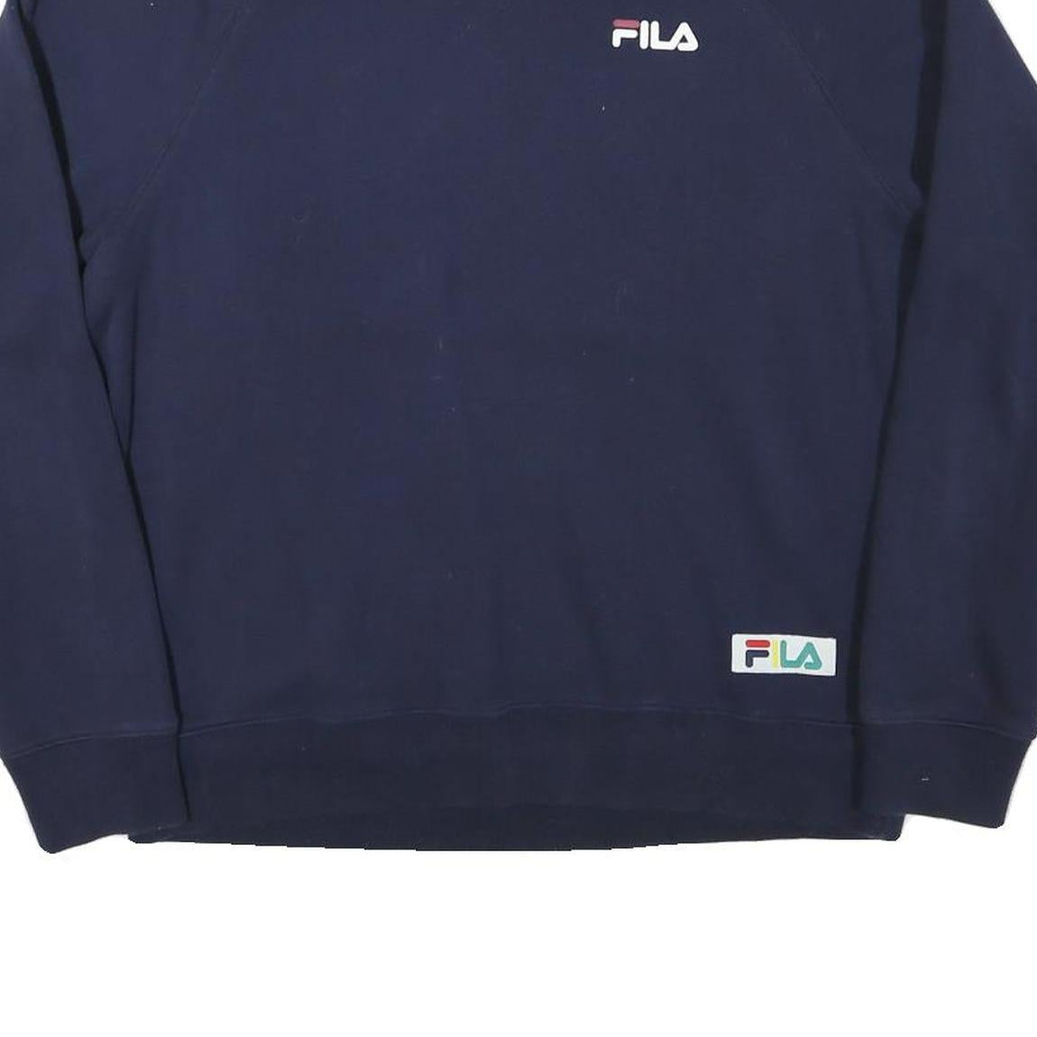 FILA Mens Navy Blue Sweatshirt Crew Neck L Cotton Blend Pullover Casual