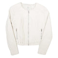 CLOCKHOUSE Womens White & Silver Faux Leather Biker Jacket UK 12 Zip Plain