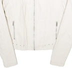 CLOCKHOUSE Womens White & Silver Faux Leather Biker Jacket UK 12 Zip Plain