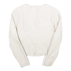 CLOCKHOUSE Womens White & Silver Faux Leather Biker Jacket UK 12 Zip Plain