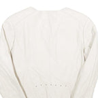 CLOCKHOUSE Womens White & Silver Faux Leather Biker Jacket UK 12 Zip Plain