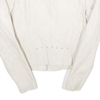 CLOCKHOUSE Womens White & Silver Faux Leather Biker Jacket UK 12 Zip Plain
