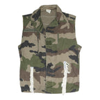 Mens Green Camouflage Camouflage Military Cotton Blend Button Jacket M