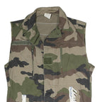 Mens Green Camouflage Camouflage Military Cotton Blend Button Jacket M