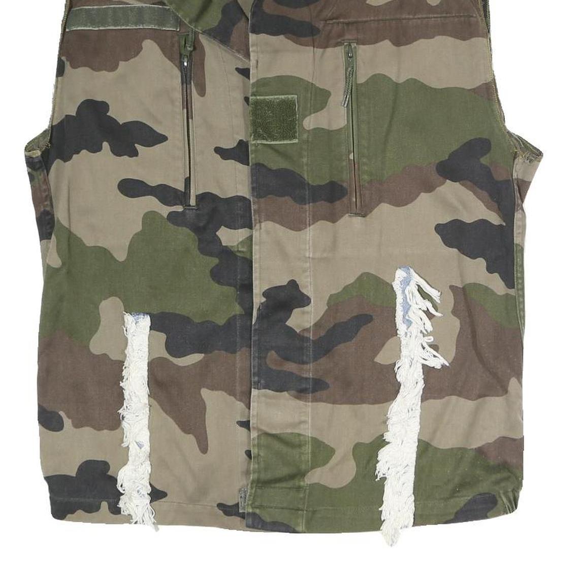 Mens Green Camouflage Camouflage Military Cotton Blend Button Jacket M