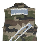 Mens Green Camouflage Camouflage Military Cotton Blend Button Jacket M