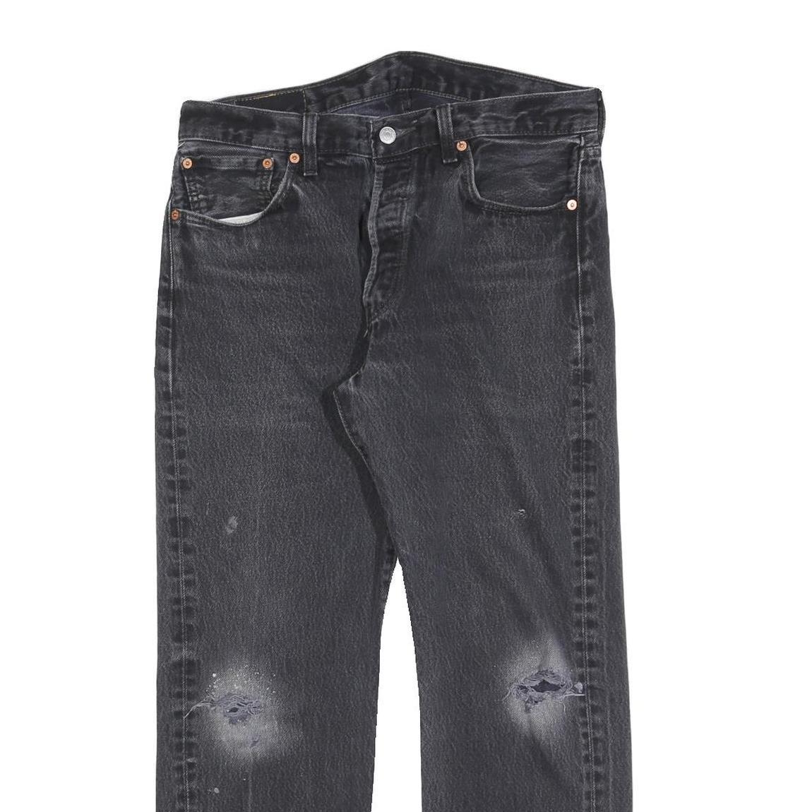 LEVI'S 501 Mens Jeans Black Regular Straight Denim Medium W34 L27 Button