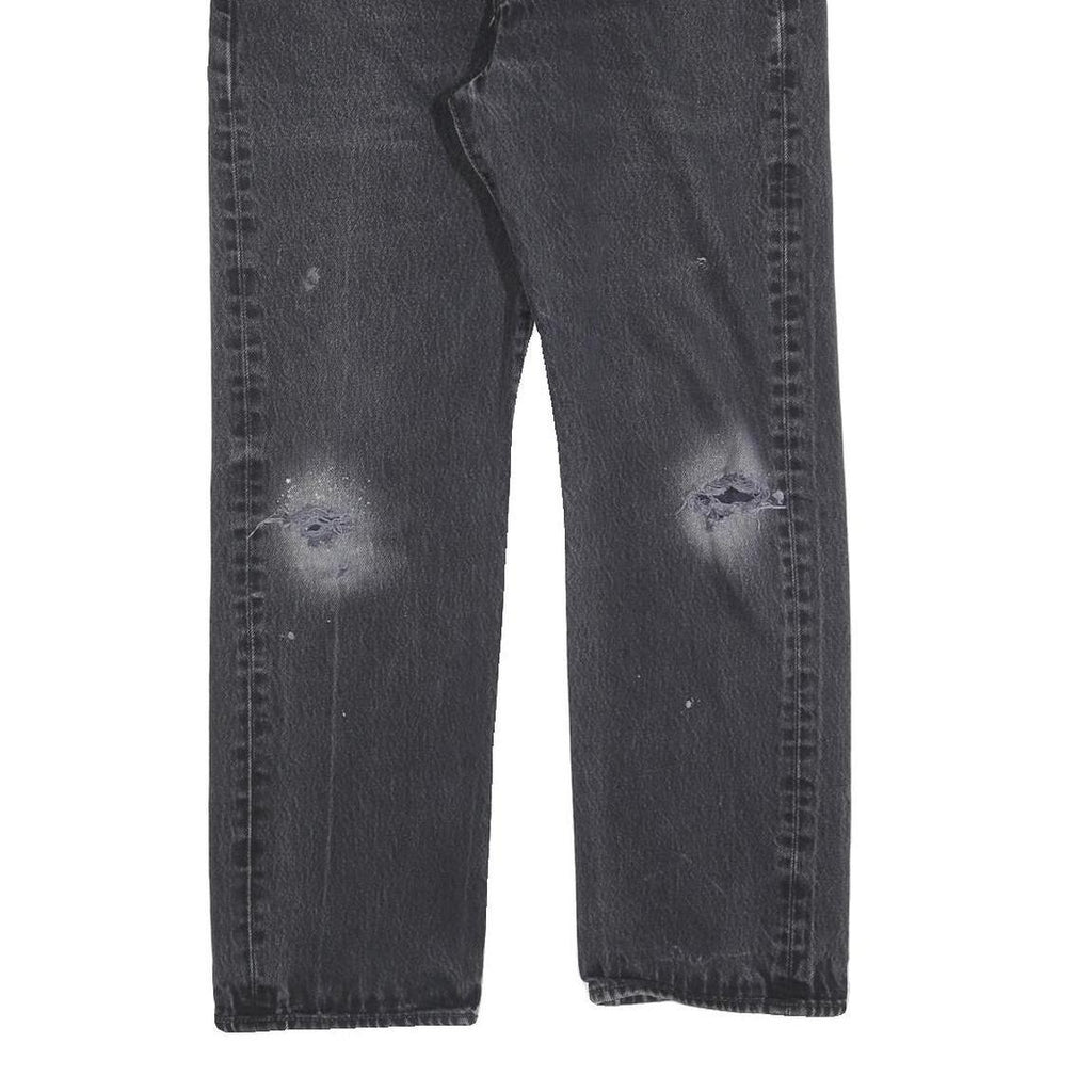 LEVI'S 501 Mens Jeans Black Regular Straight Denim Medium W34 L27 Button