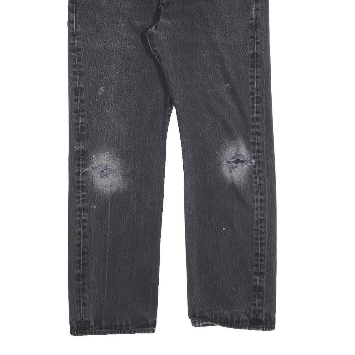 LEVI'S 501 Mens Jeans Black Regular Straight Denim Medium W34 L27 Button