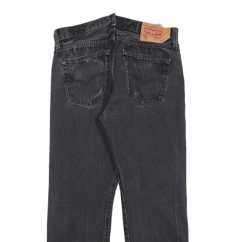 LEVI'S 501 Mens Jeans Black Regular Straight Denim Medium W34 L27 Button