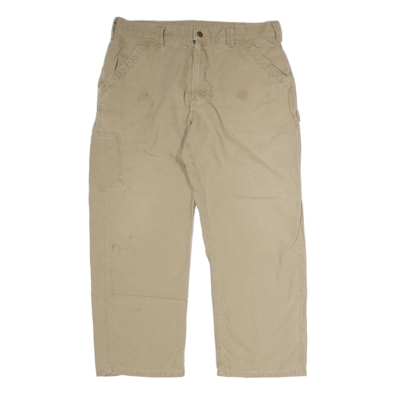 CARHARTT Mens Cotton Beige Regular Straight Leg Trousers W38 L30 Workwear Casual