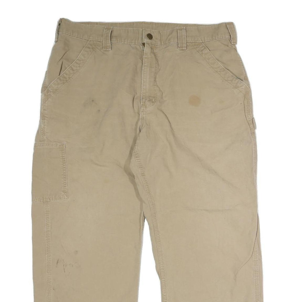 CARHARTT Mens Cotton Beige Regular Straight Leg Trousers W38 L30 Workwear Casual