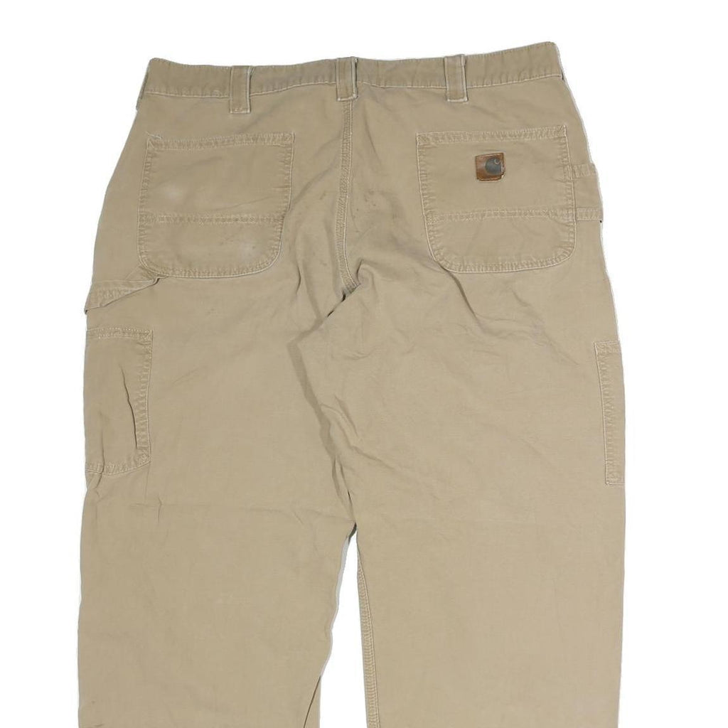 CARHARTT Mens Cotton Beige Regular Straight Leg Trousers W38 L30 Workwear Casual