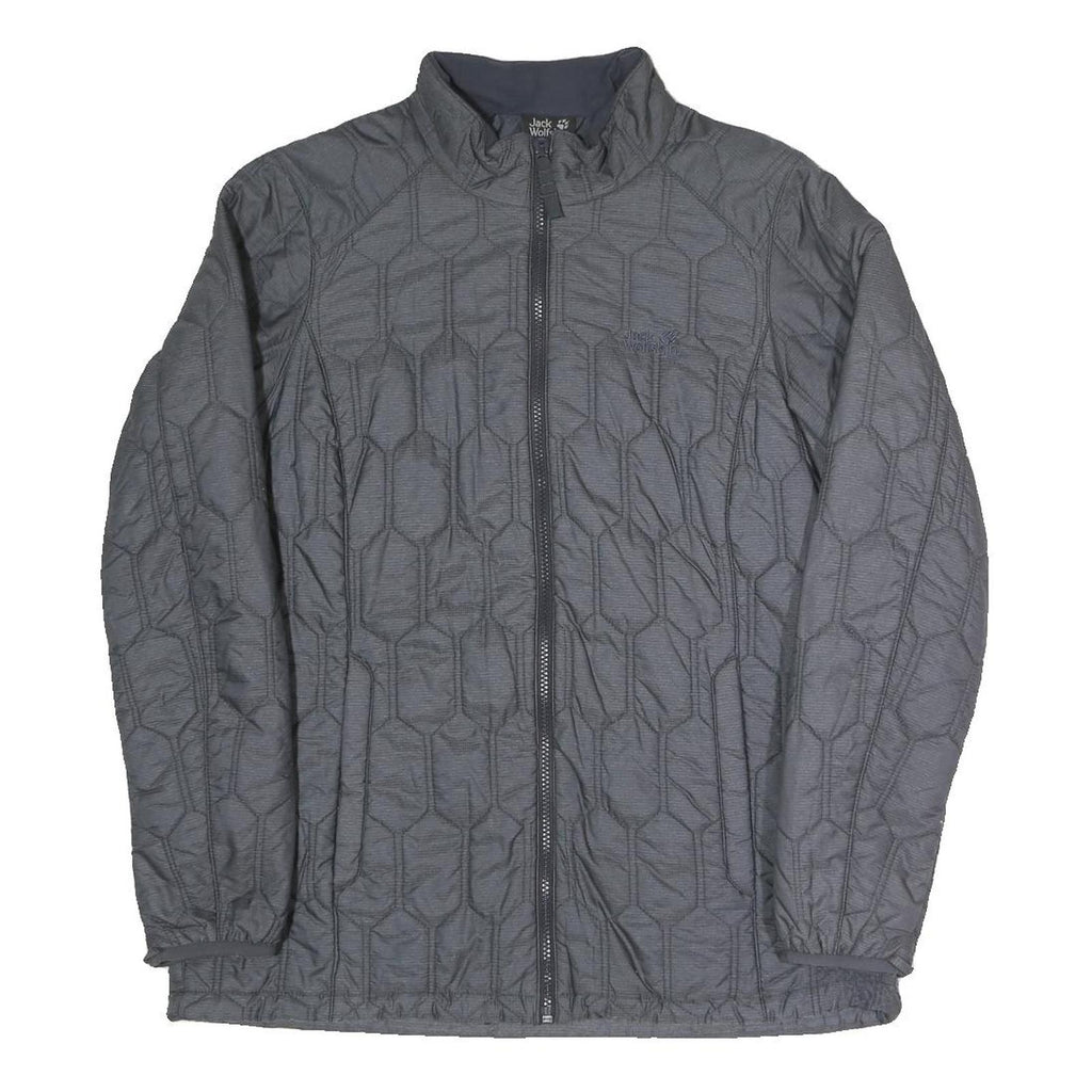 JACK WOLFSKIN Womens Grey & Charcoal Quilted Jacket UK 12 Polyester Blend Zip