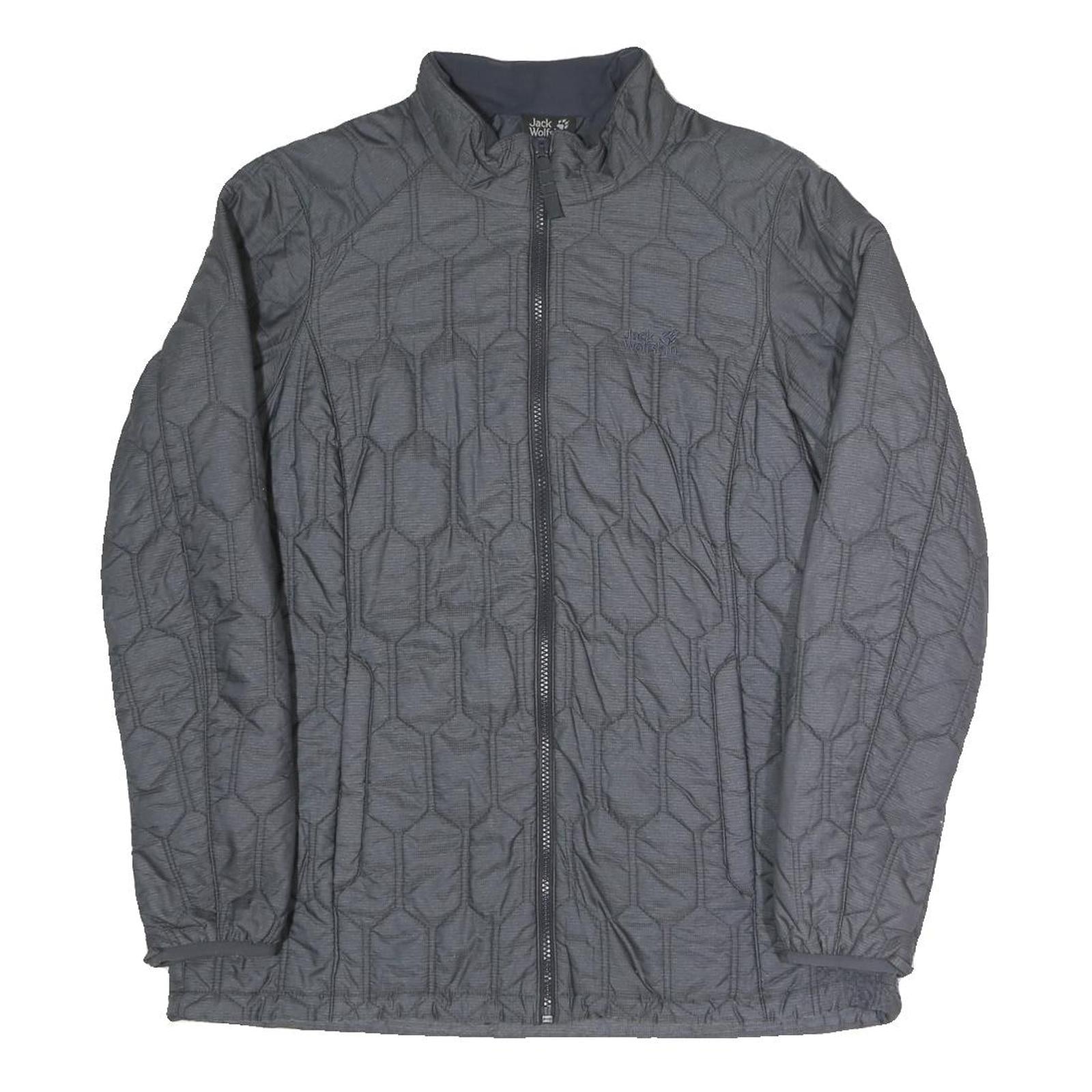 JACK WOLFSKIN Womens Grey & Charcoal Quilted Jacket UK 12 Polyester Blend Zip
