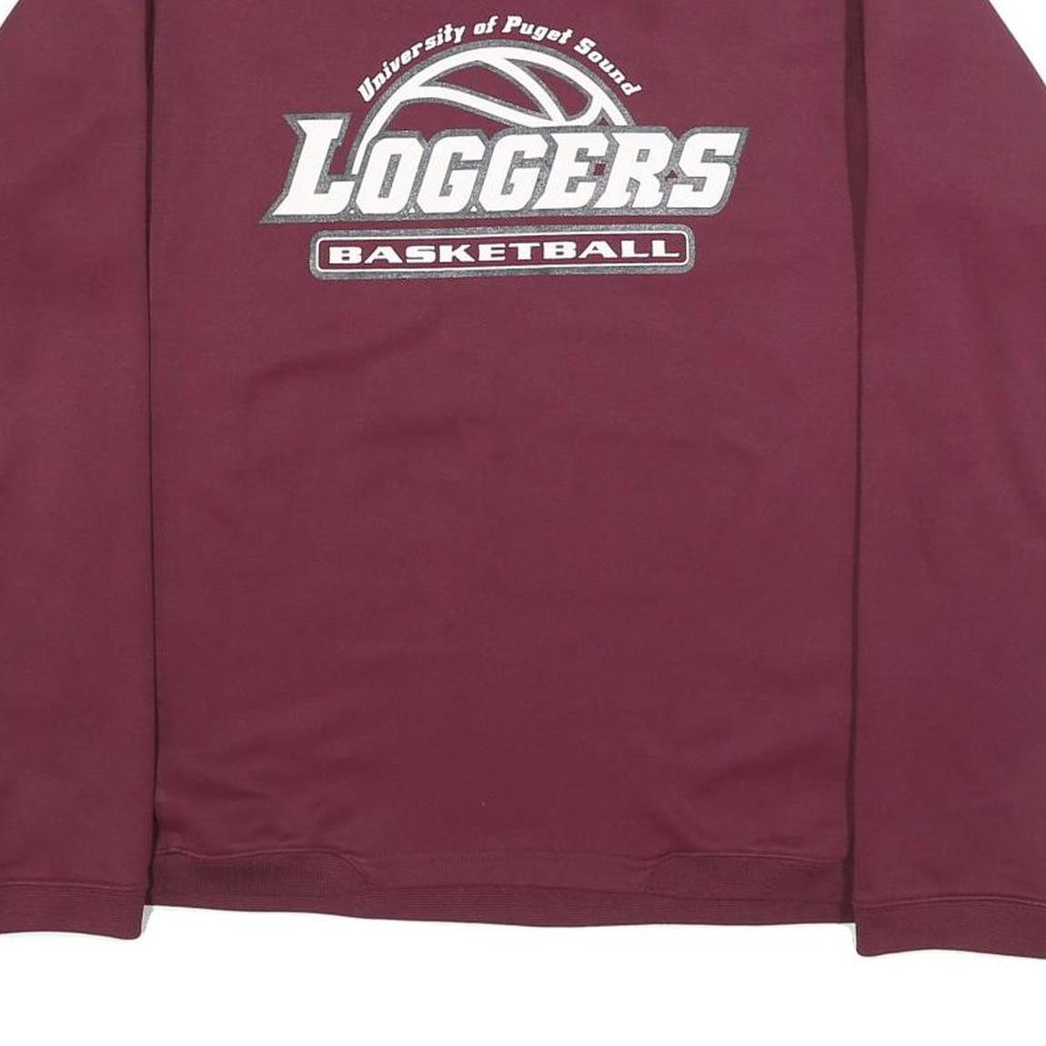 NIKE Mens Maroon University Of Puget Sound Loggers Basketball Crew Neck S