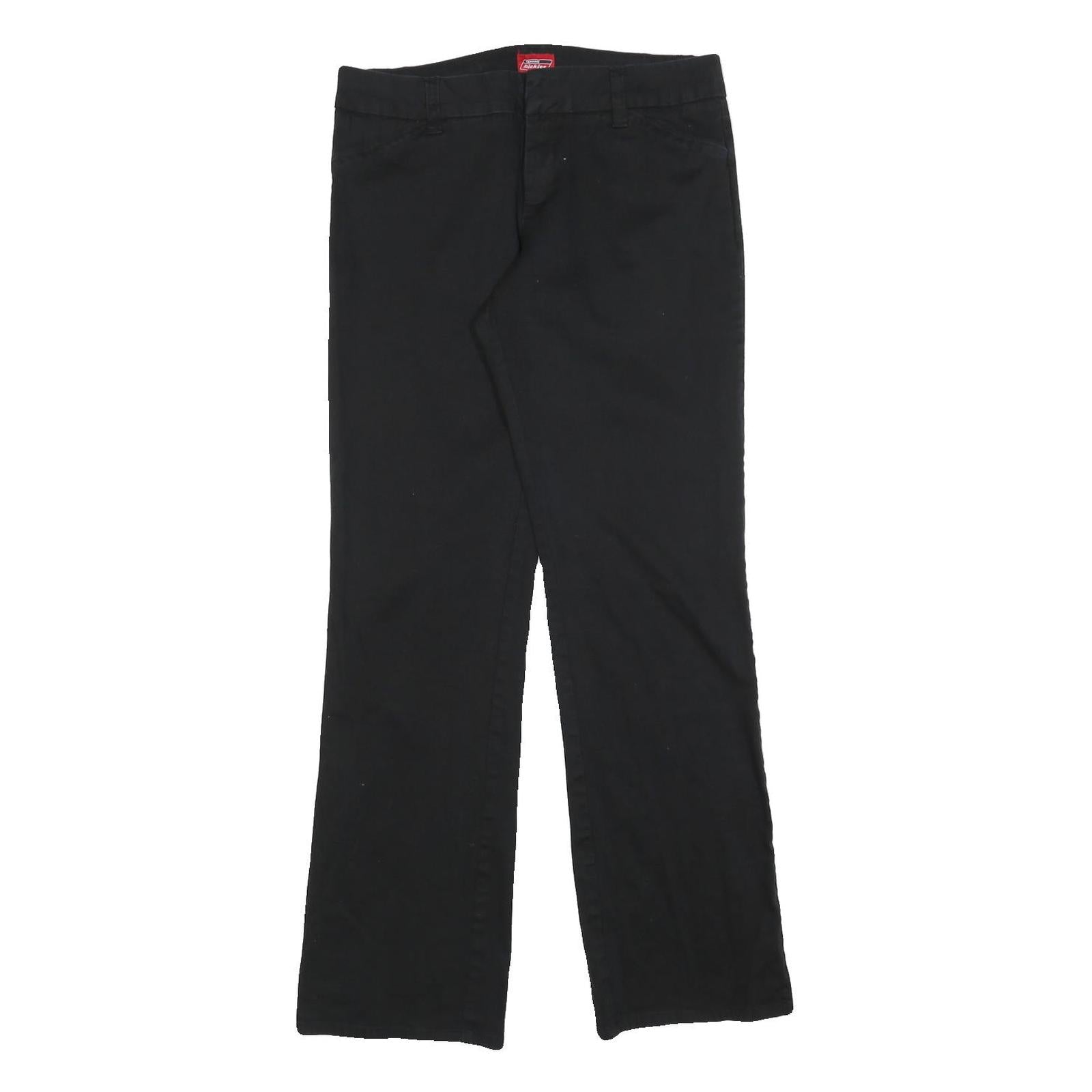 DICKIES Womens Black Cotton Blend Regular Straight Trousers W32 L31 Workwear