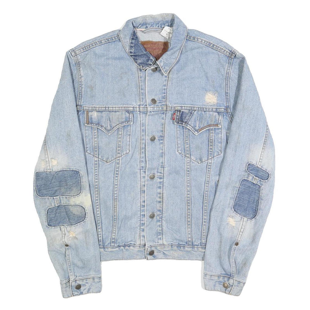 LEVI'S Mens Blue Denim Cotton Jacket M Woven Button Closure Distressed