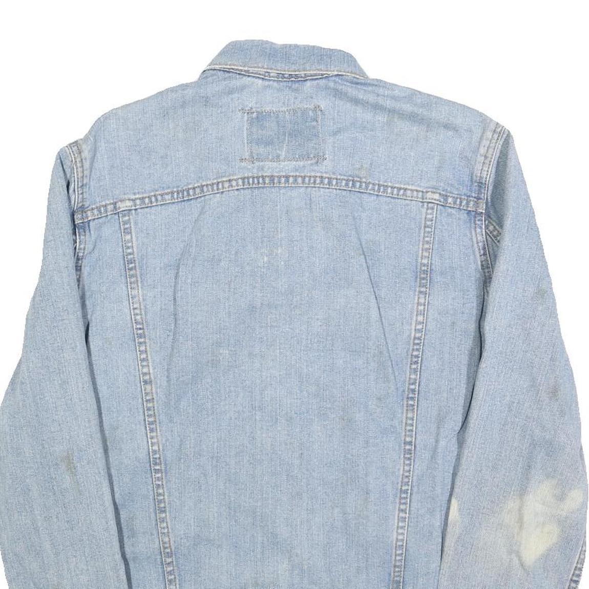 LEVI'S Mens Blue Denim Cotton Jacket M Woven Button Closure Distressed