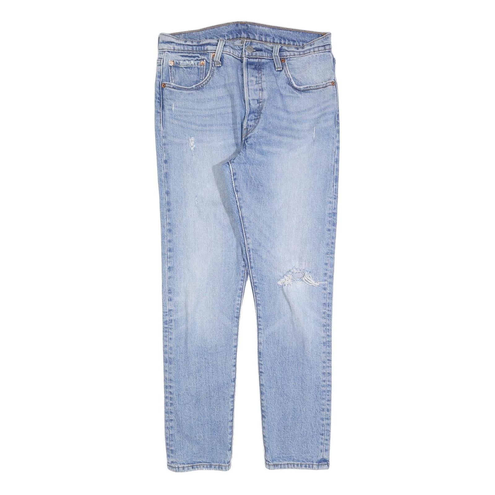 LEVI'S 501S Womens Jeans Blue Slim Straight Denim Light W29 L28 Distressed