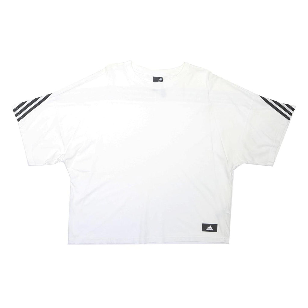 ADIDAS Girls White Black Stripe Modern T-Shirt XL Short Sleeve Crew Neck