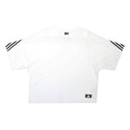 ADIDAS Girls White Black Stripe Modern T-Shirt XL Short Sleeve Crew Neck