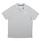 NEW BALANCE Mens Grey Short Sleeve Polo Shirt L Cotton Casual Sportswear