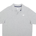 NEW BALANCE Mens Grey Short Sleeve Polo Shirt L Cotton Casual Sportswear