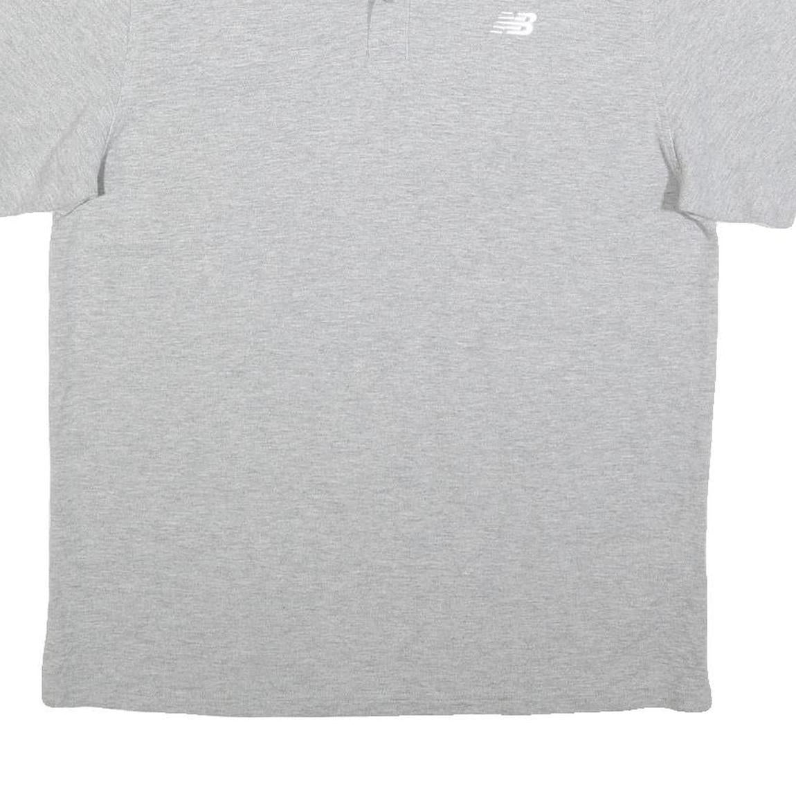 NEW BALANCE Mens Grey Short Sleeve Polo Shirt L Cotton Casual Sportswear