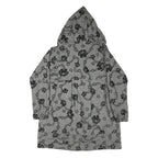 ROSE ET VOILETTE Womens Grey & Black Floral Cotton Blend Hooded Button Jacket M