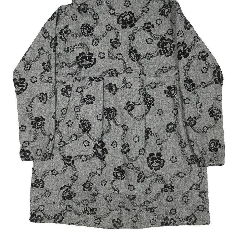 ROSE ET VOILETTE Womens Grey & Black Floral Cotton Blend Hooded Button Jacket M