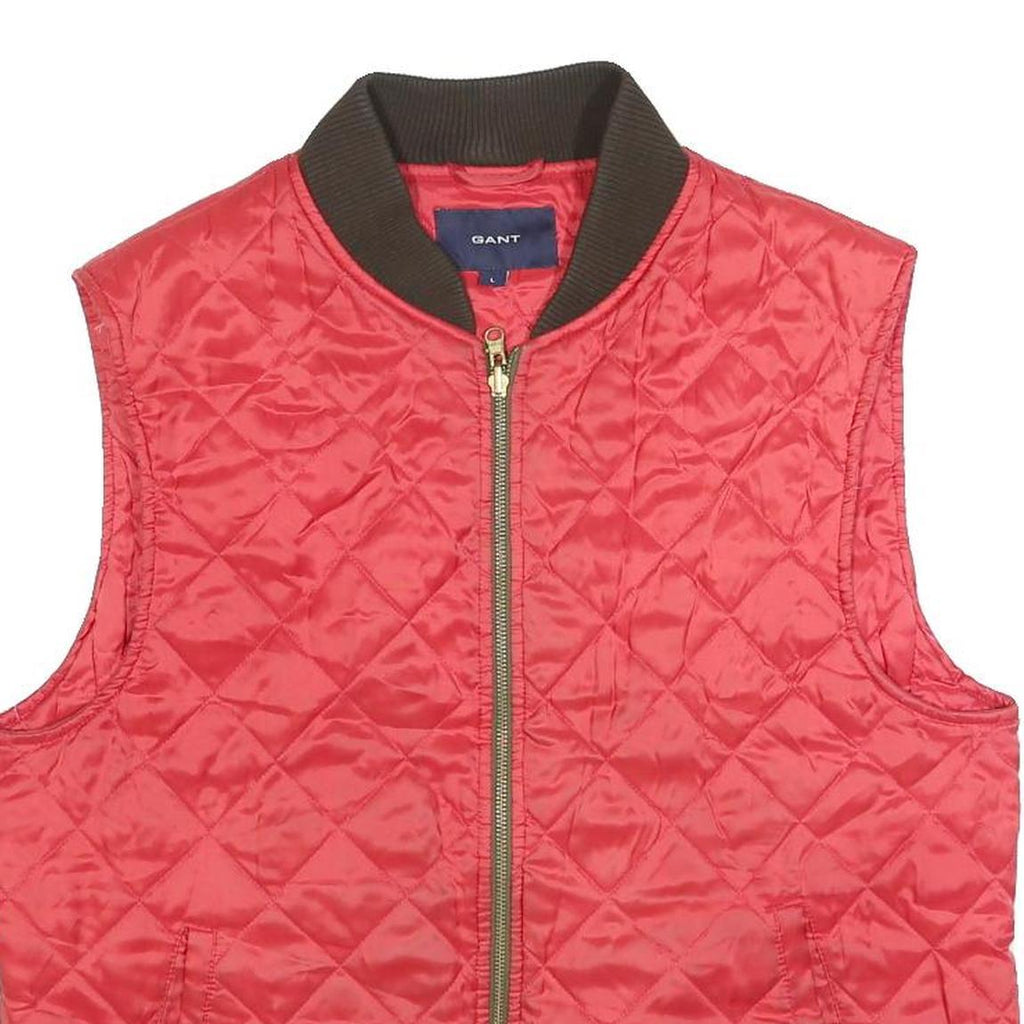 GANT Mens Red Quilted Jacket L Polyester Zip Bomber Style Lightweight