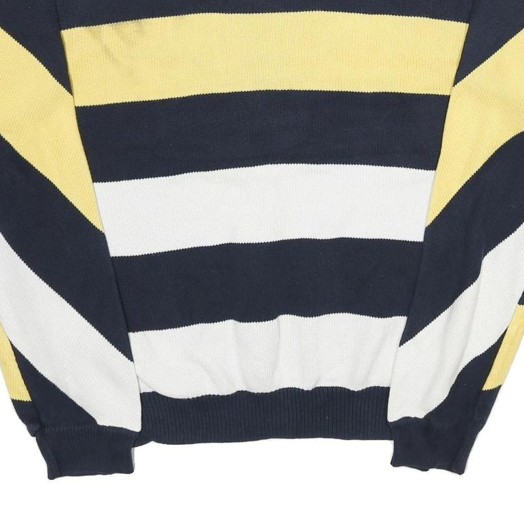 NAUTICA Mens Navy & Yellow Patterned Cotton Crew Neck Basic Knit XL Jumper