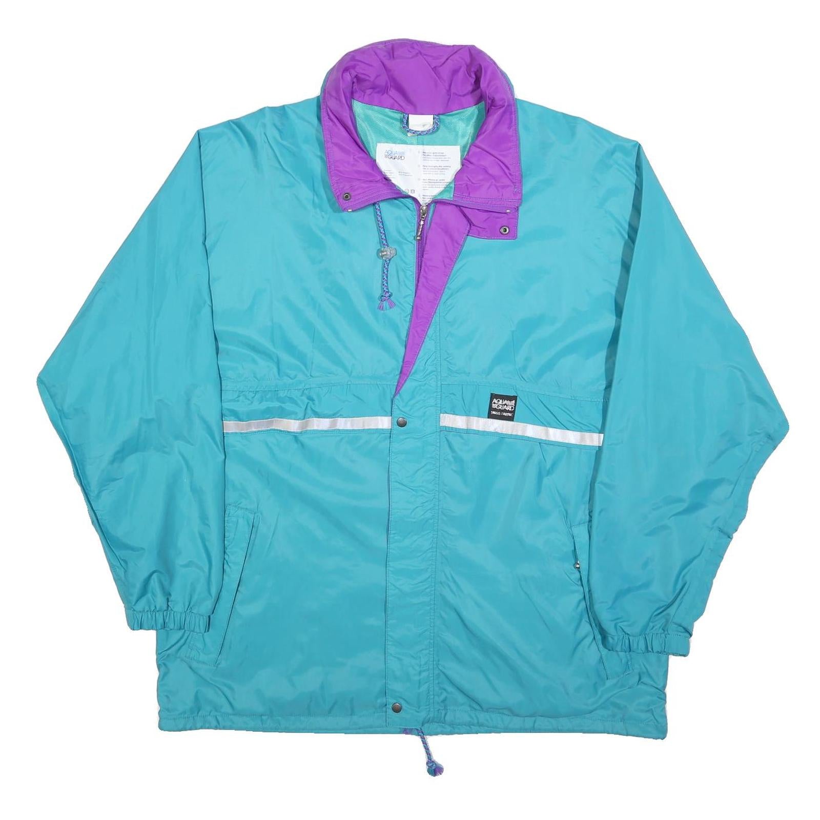 AQUA GUARD Mens Blue & Purple Outdoor Jacket L Nylon Plain Zip L