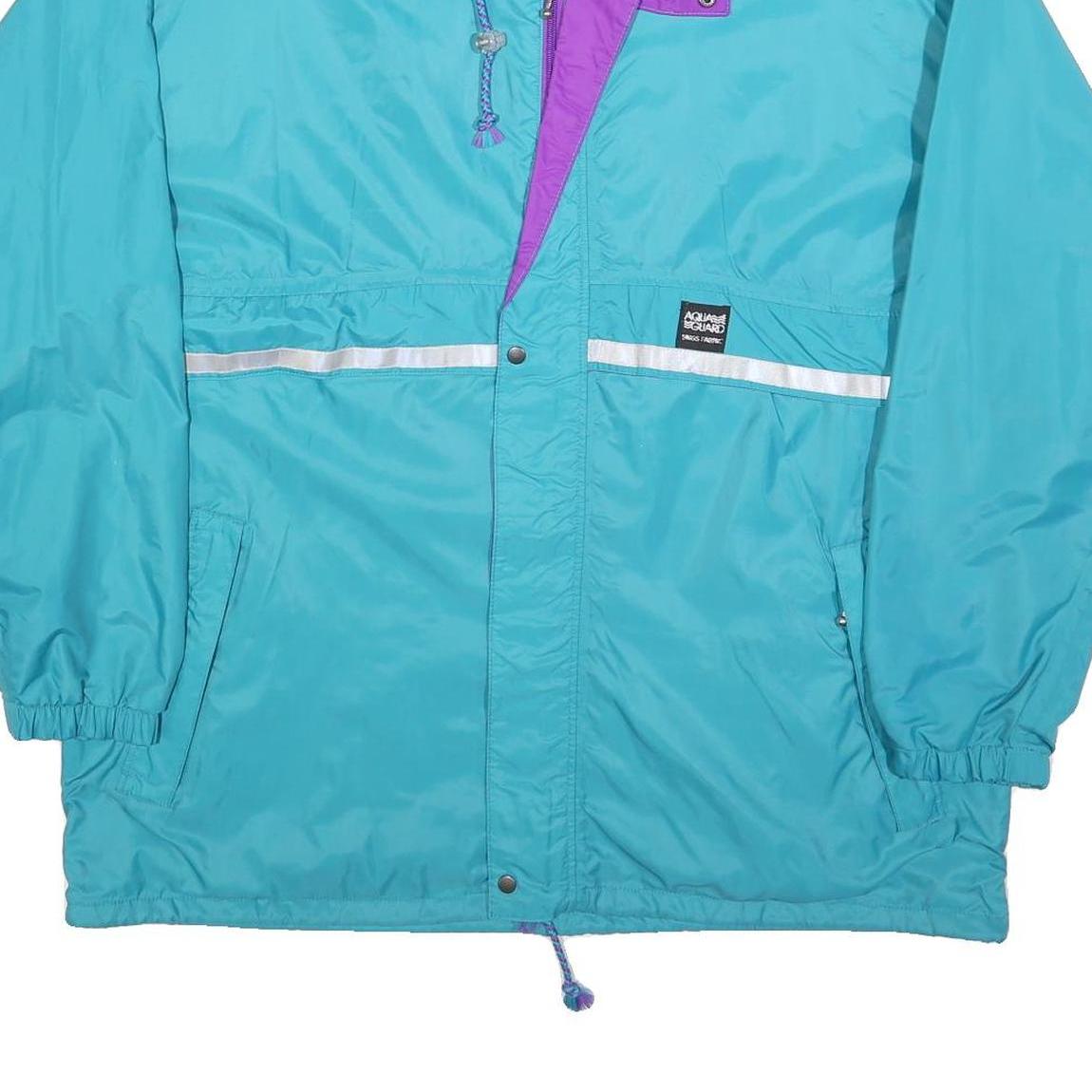 AQUA GUARD Mens Blue & Purple Outdoor Jacket L Nylon Plain Zip L