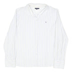 TOMMY HILFIGER Womens White & Cream Stripe Shirt XL Button Long Sleeve Casual